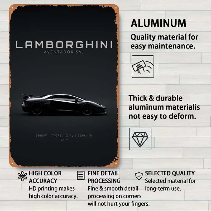 Lamborghini Aventador SVJ Tinplate Sign Car Metal Poster